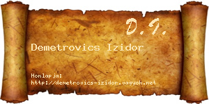 Demetrovics Izidor névjegykártya